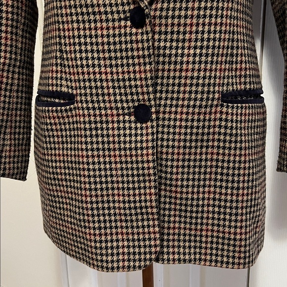 Vintage Norton McNaughton Houndstooth Women's Blazer with Velvet Collar Size 12 - Picture 6 of 16